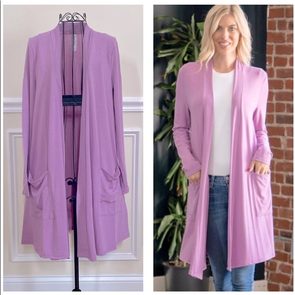 Zenana Outfitters Tops - ❤️3/$30❤️Zenana Premium Mauve Open Front Cardigan